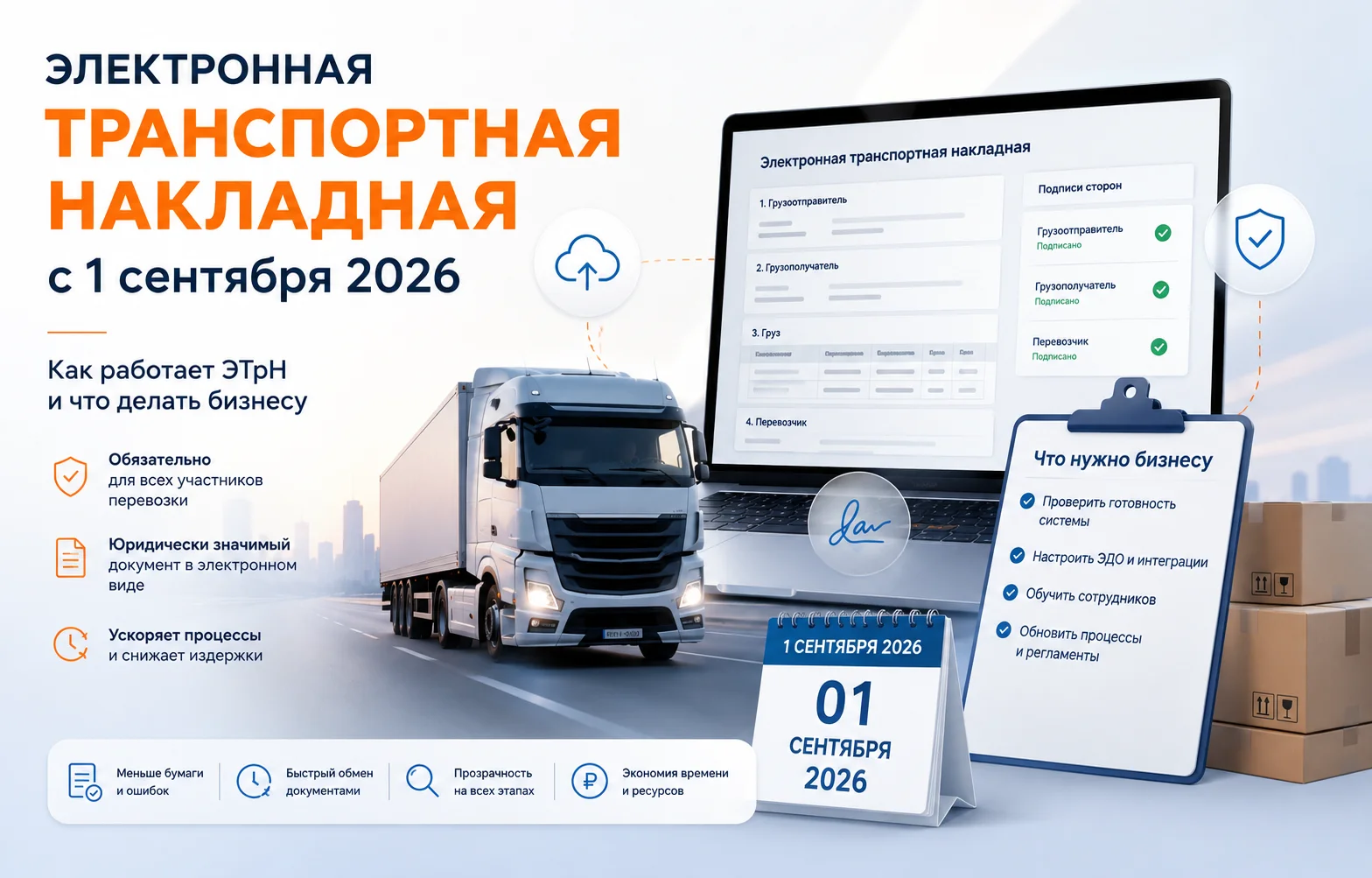 Электронная транспортная накладная с 1 сентября 2026: как работает ЭТрН и что делать бизнесу
